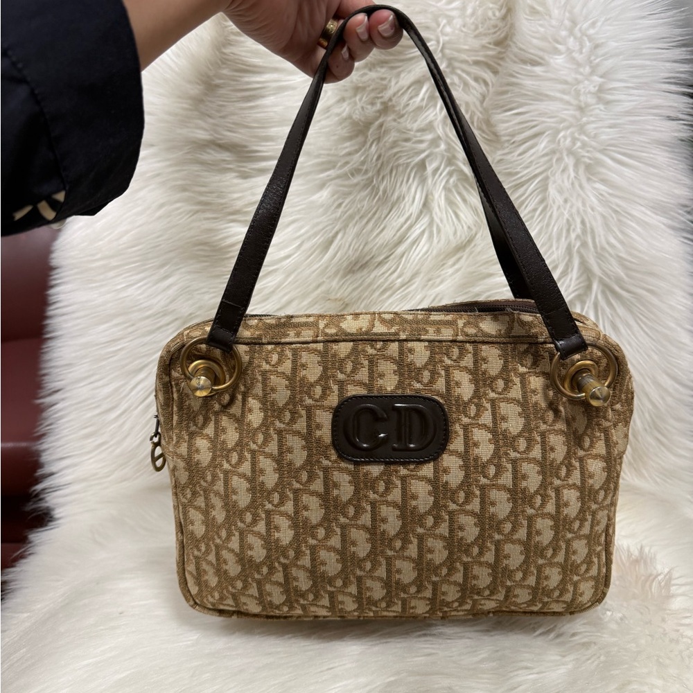 Authentic Dior Tan and Brown Monogram Shoulder Bag